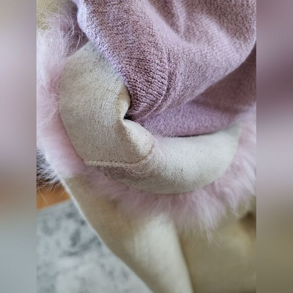 Worthington Lavender Purple faux fur Collar Button Close Cardigan Size L - Picture 15 of 16